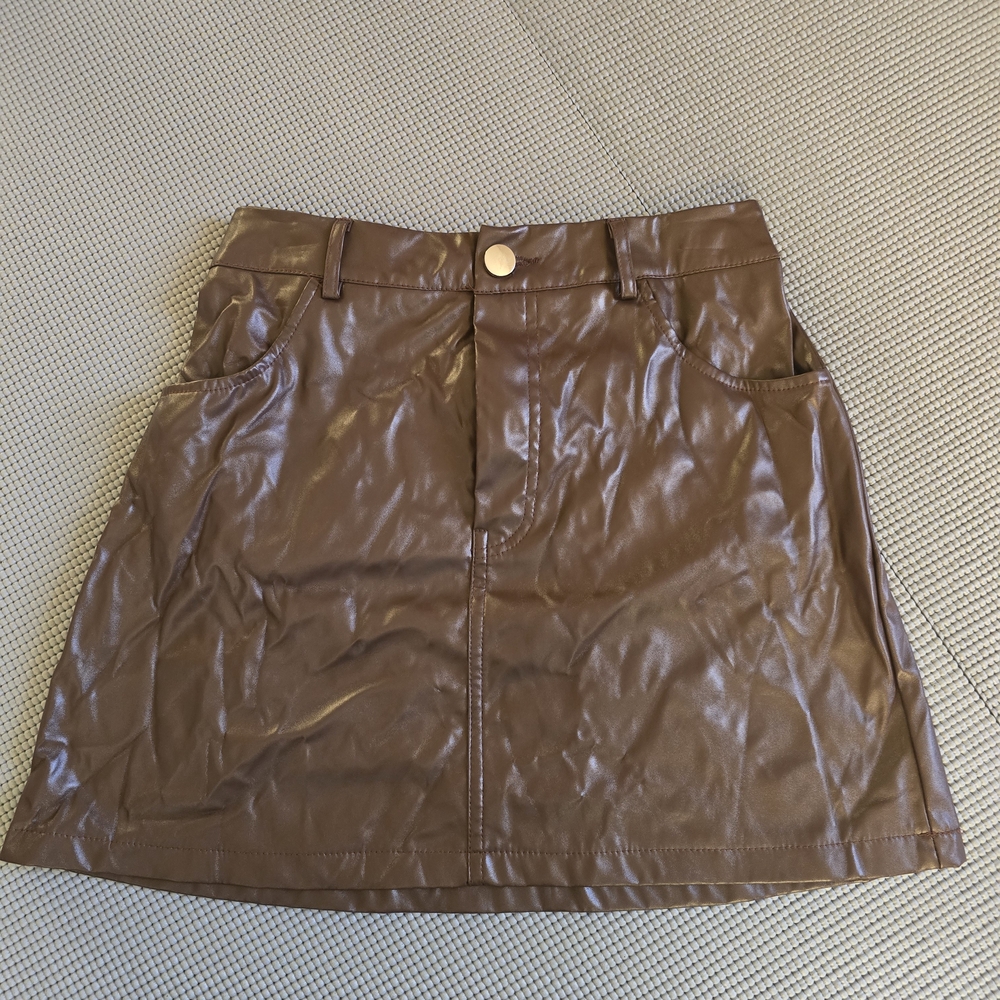 SHEIN Shiny Brown Mini Skirt
